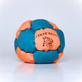 Blue and orange Tiger Balls 14-panel hacky sack footbag